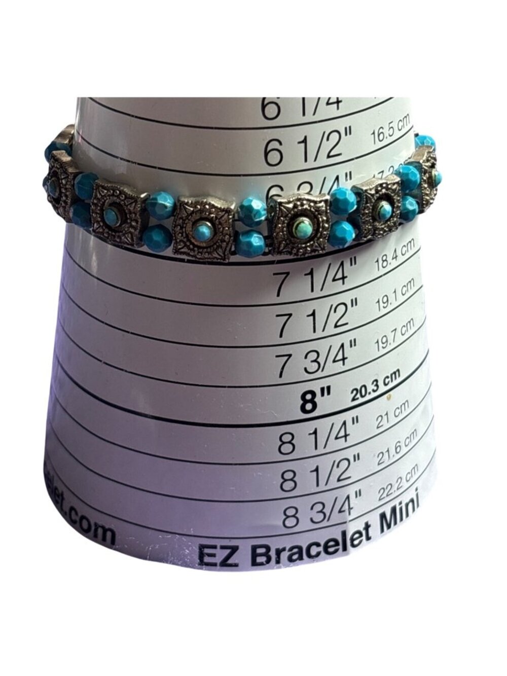 Vintage Silvetone Blue Beaded Stretchy Bracelet Boho 7 inches Unstretched